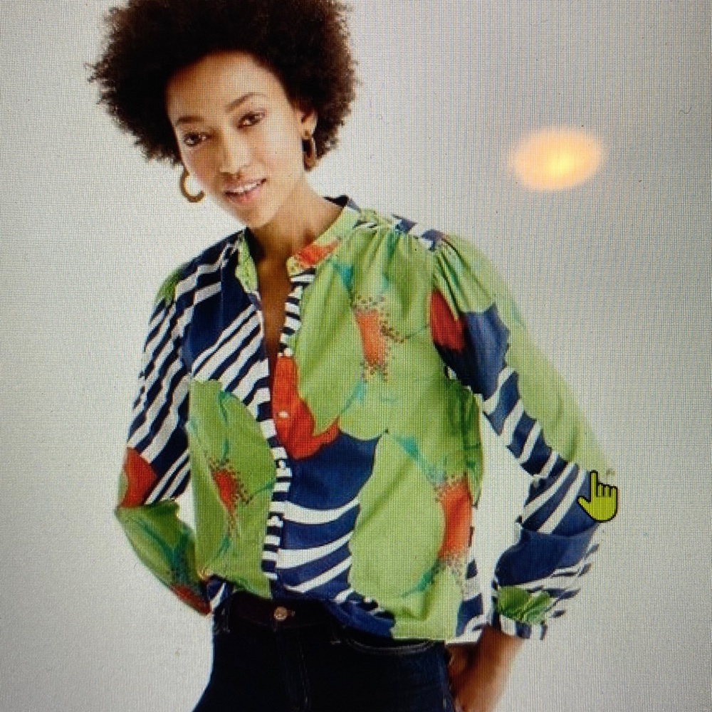 J.Crew Ratti Striped Floral Popover Blouse
